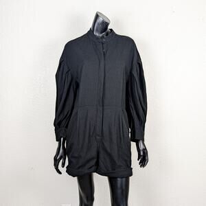 Heidi Merrick Women's Black Romper pleated sleeves size Small